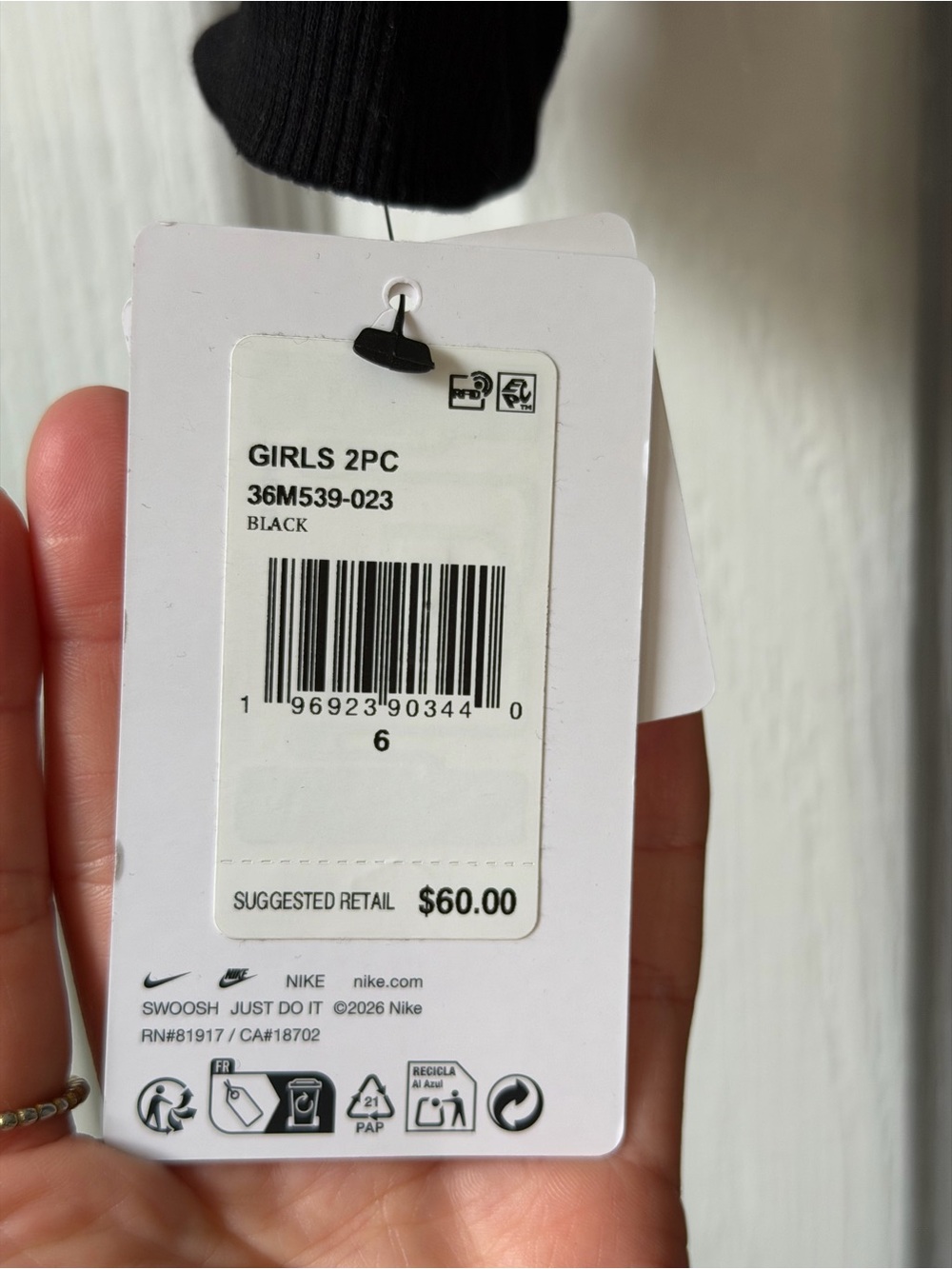 Nike Black Kids Sweatshirt and Joggers with Pink Logo - Picture 2 of 3